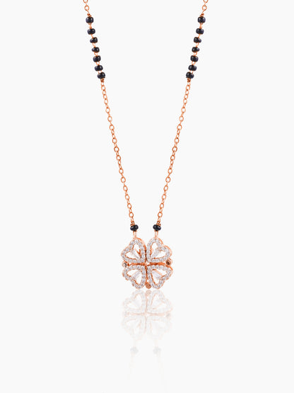 Gleaming Clover Rosegold Plated Mangalsutra Rosegold
