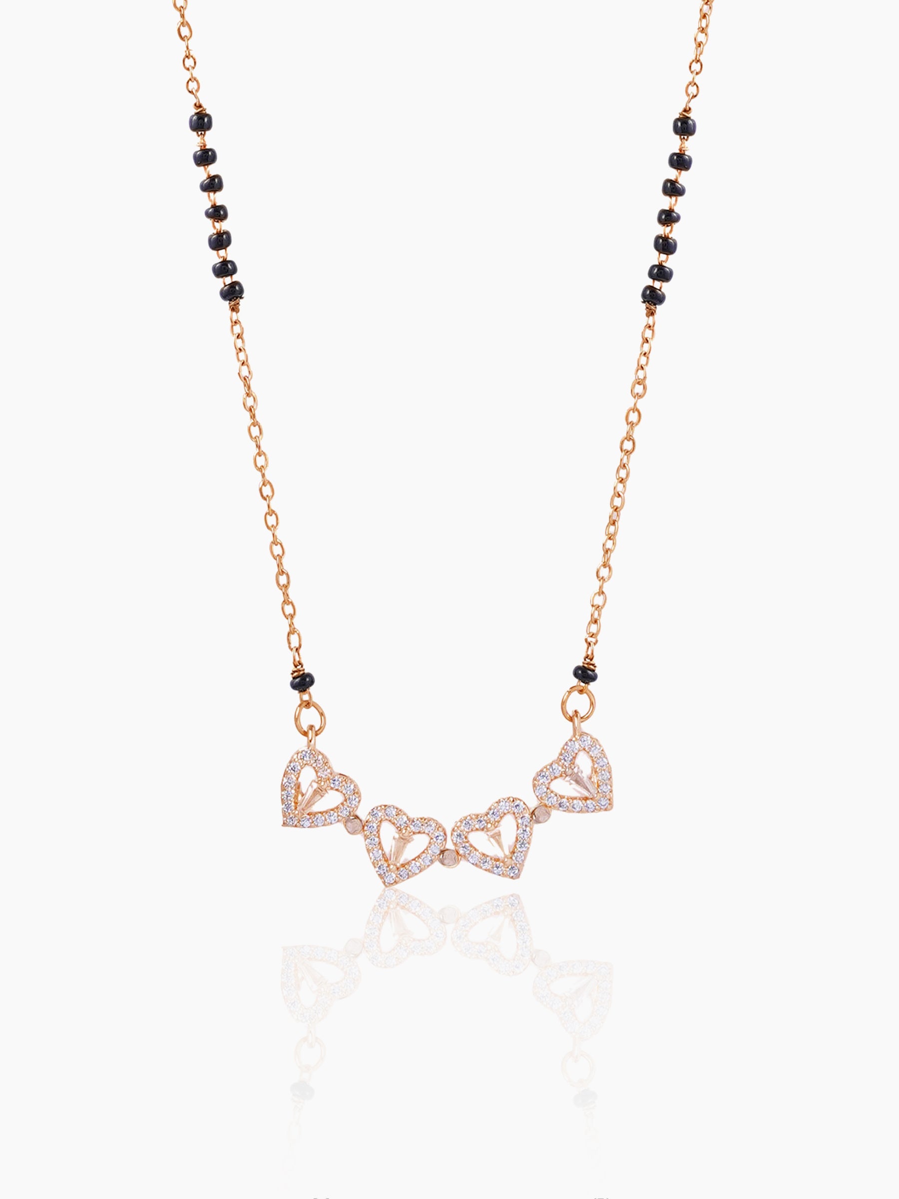 Gleaming Clover Rosegold Plated Mangalsutra