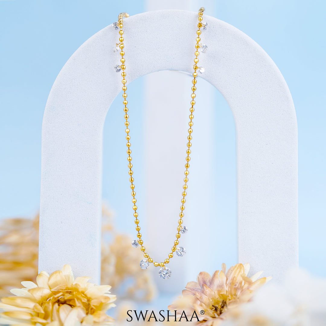 Glimmering Raindrop 18K Gold Plated Necklace