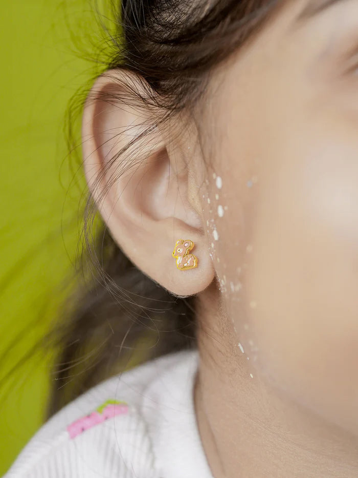 Goofy Deer 18K Gold Plated Kid's Earrings