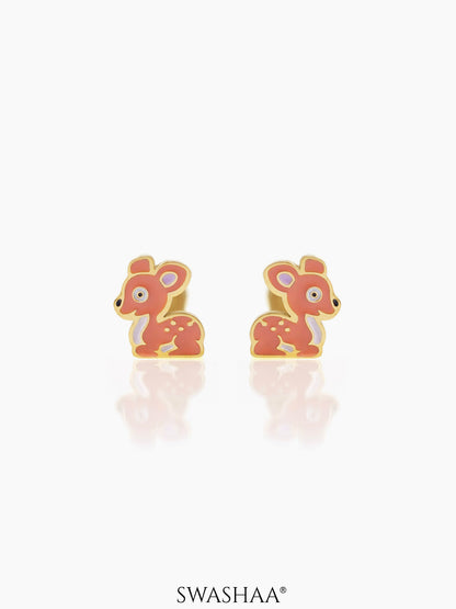 Goofy Deer 18K Gold Plated Kid's Earrings