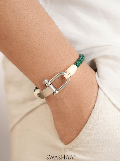 Green Trail Men's Leather Bracelet