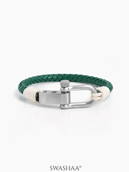 Green Trail Men's Leather Bracelet Green