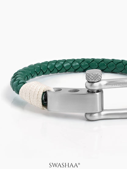 Green Trail Men's Leather Bracelet