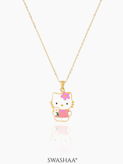 Hawa Cutie Kitty 18K Gold Plated Kid's Pendant Necklace Set