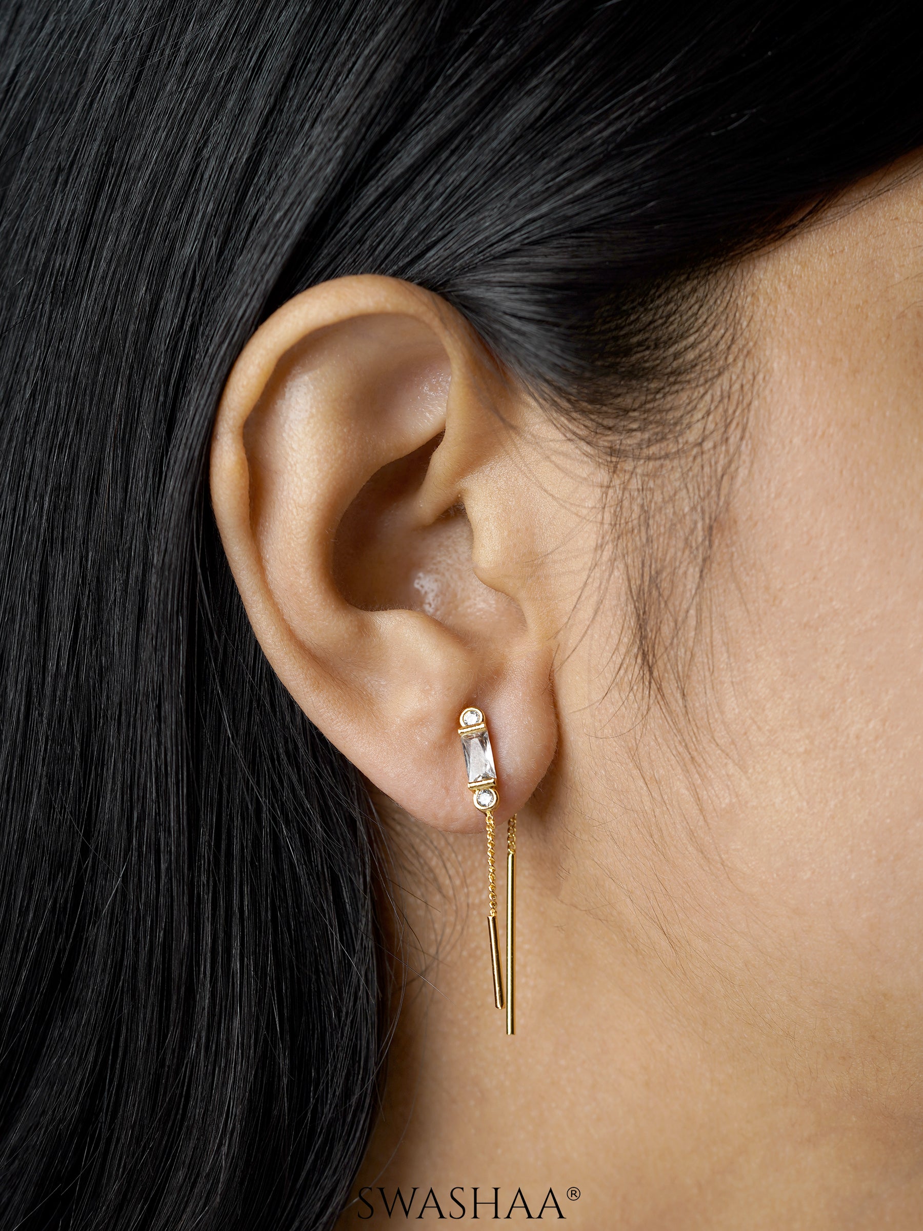 Hayfa Needle 18K Gold Plated Earrings