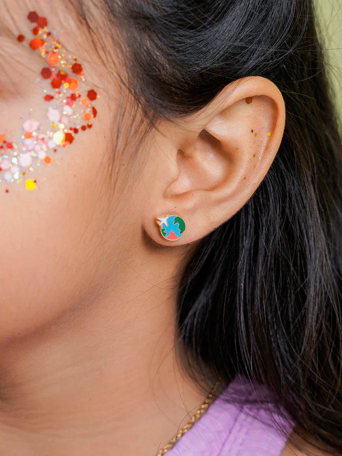 Hello World 18K Gold Plated Kid's Earrings