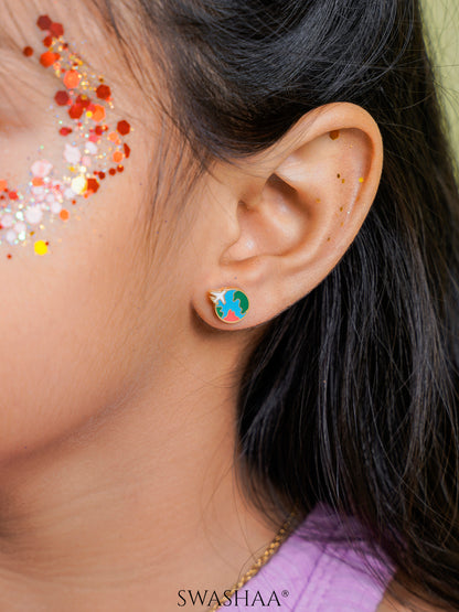 Hello World 18K Gold Plated Kid's Earrings