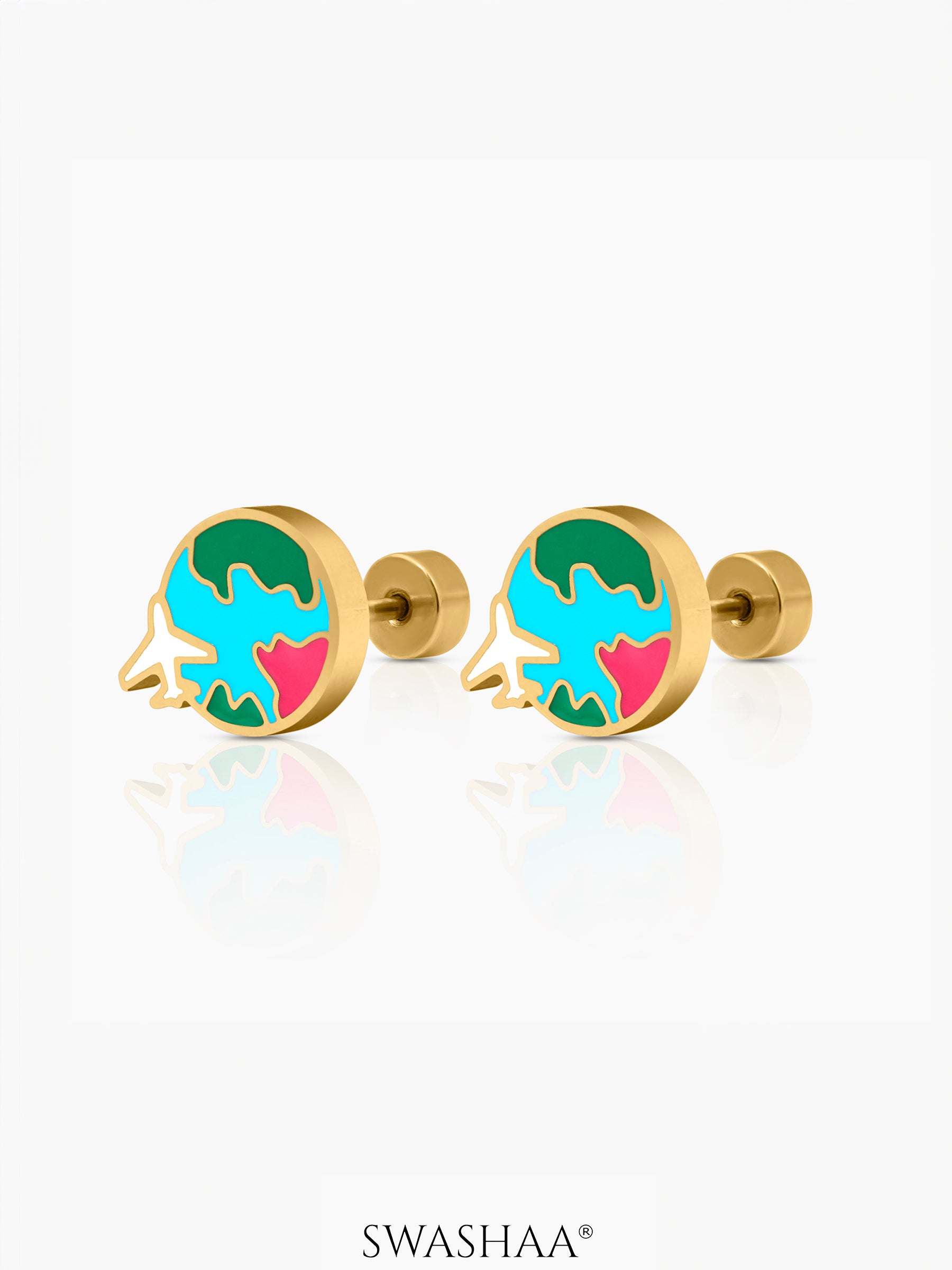 Hello World 18K Gold Plated Kid's Earrings