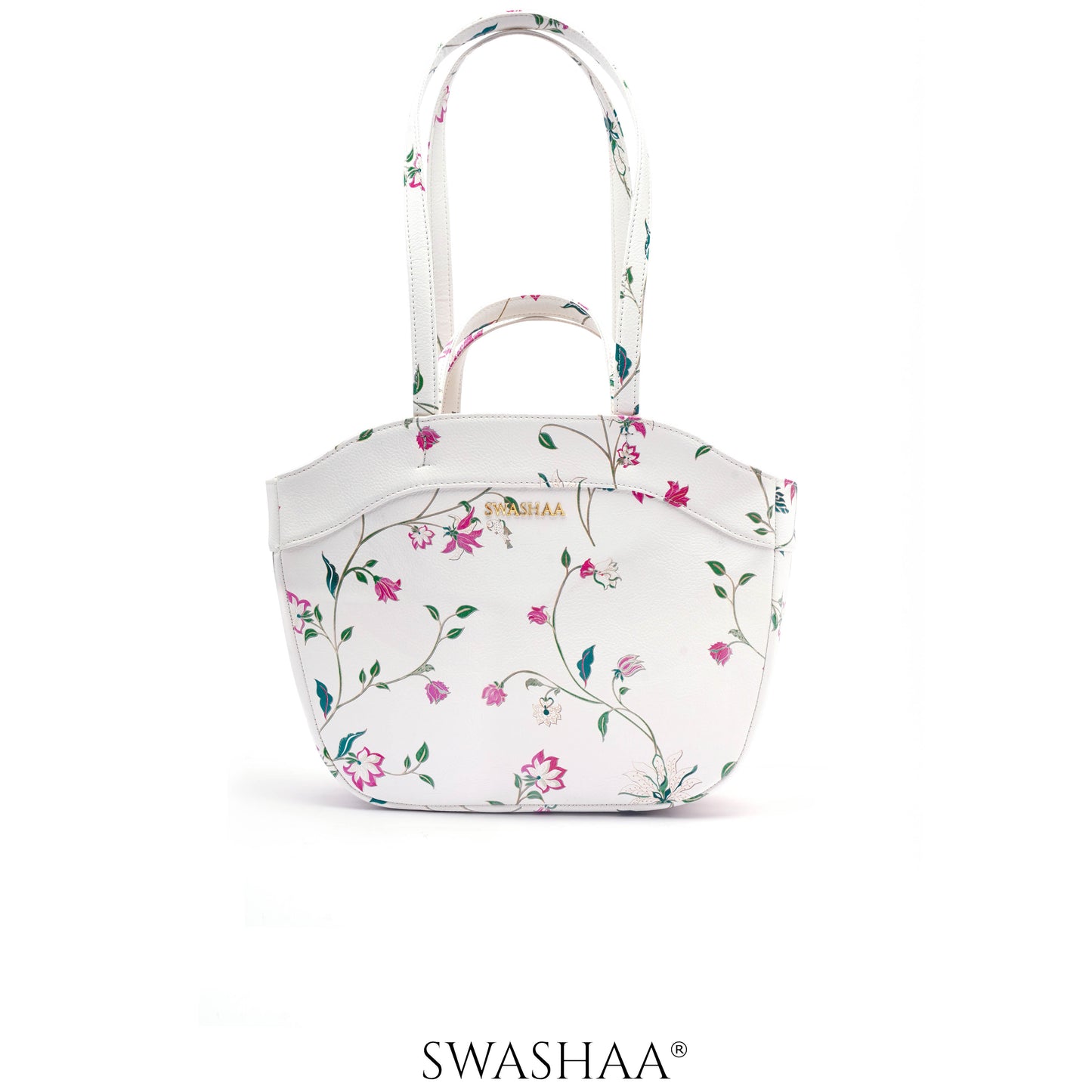 Hemi Leather Shoulder Bag Floral White