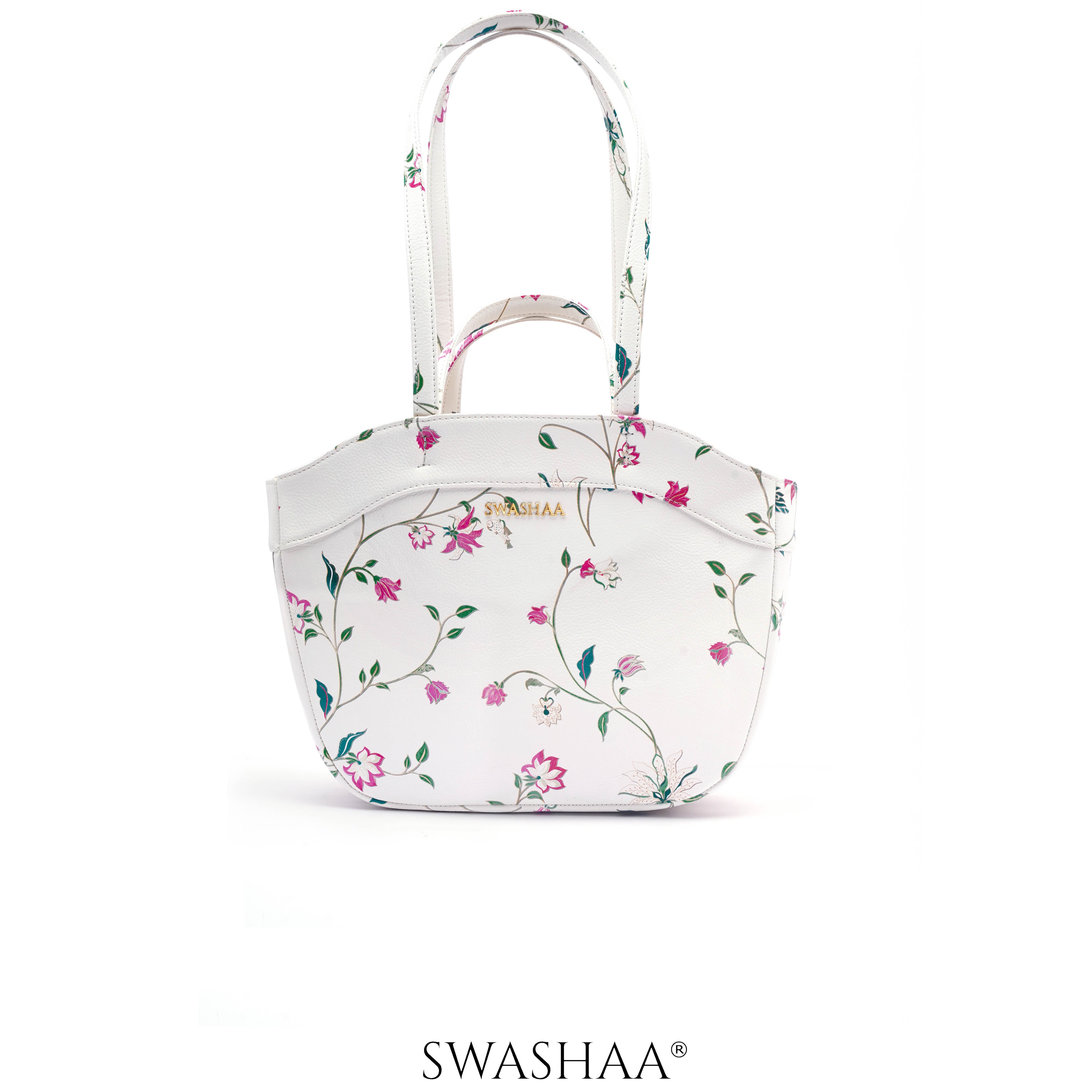 Hemi Leather Shoulder Bag Floral White