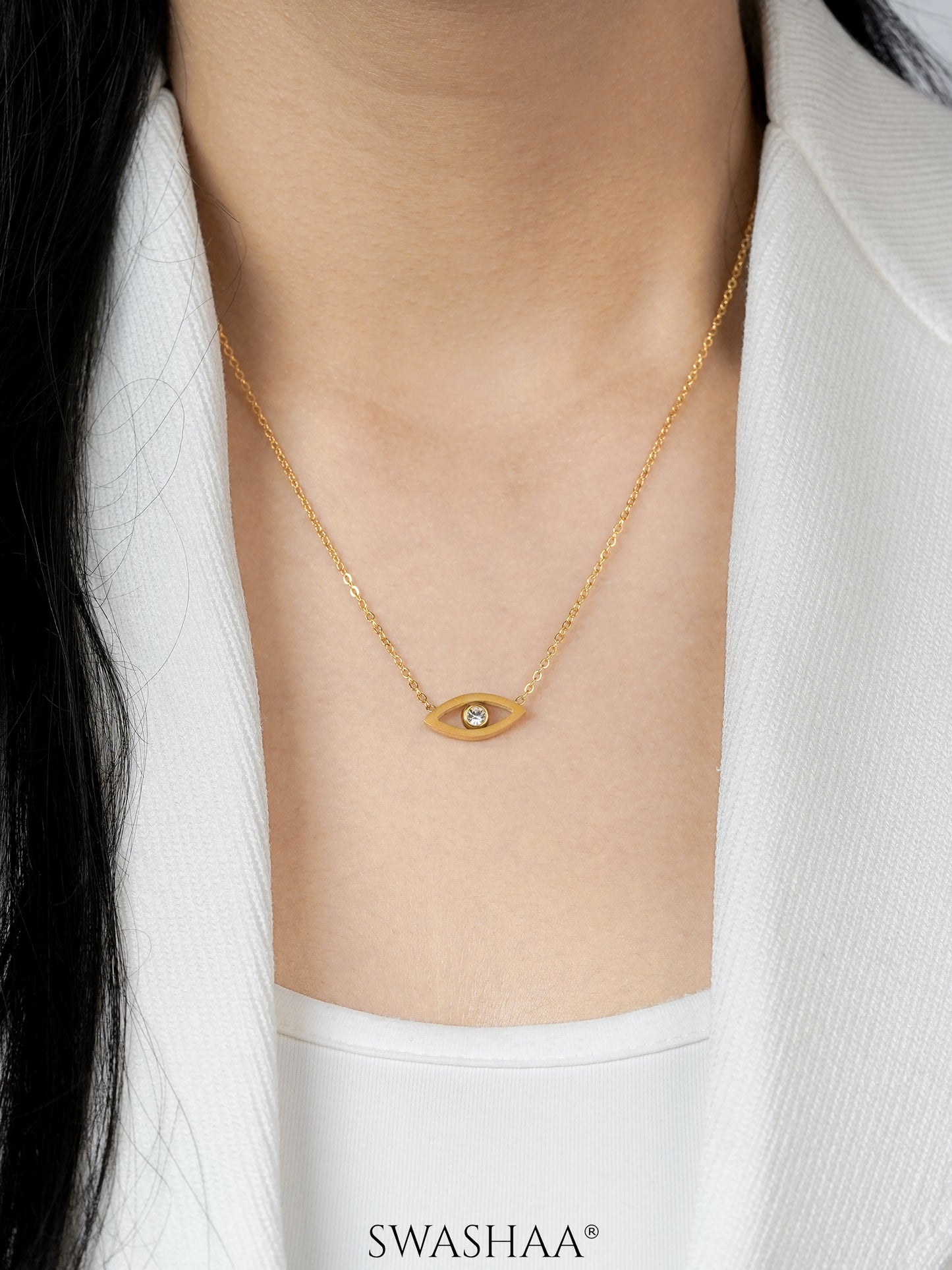 Hollow Eye 18K Gold Plated Necklace