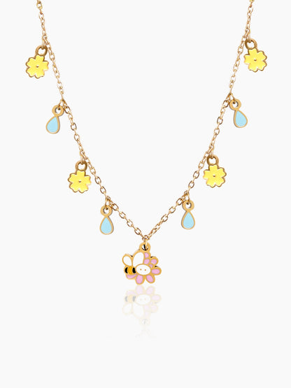 Honey Bee Bloom 18K Gold Plated Kid's Necklace Gold