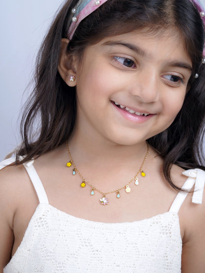 Honey Bee Bloom 18K Gold Plated Kid's Necklace