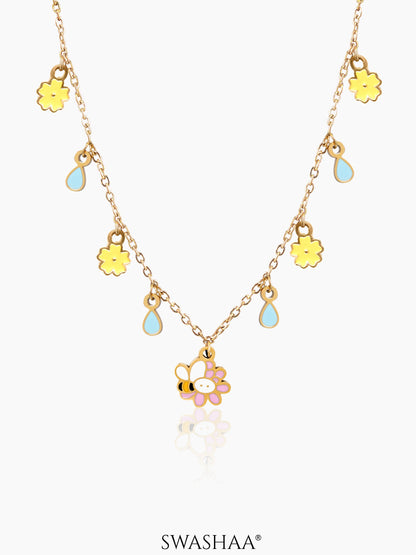 Honey Bee Bloom 18K Gold Plated Kid's Necklace Gold