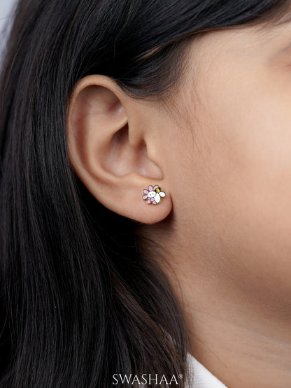 Honey Bee Bloom 18K Gold Plated Kid's Stud Earrings