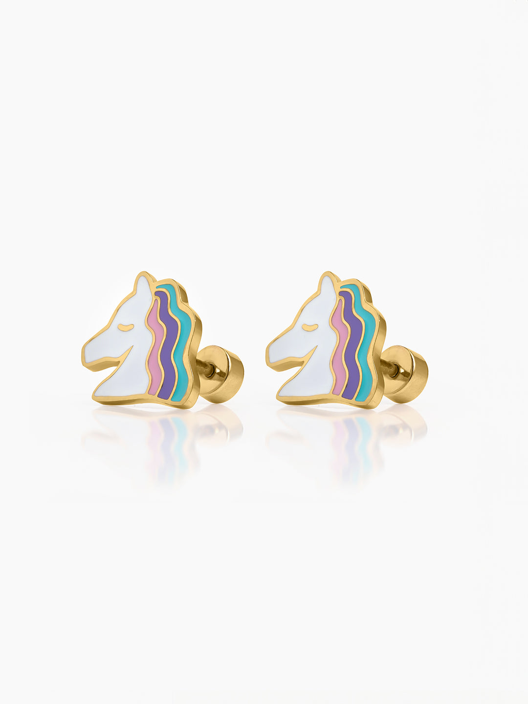 Hoo la Unicorn 18K Gold Plated Kid's Stud Earrings