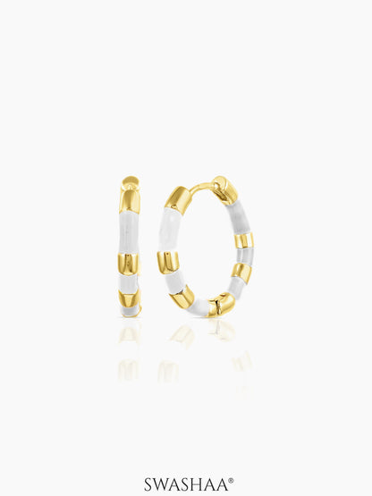 Hula 18K Gold Plated Hoop Earrings White - 18K Gold