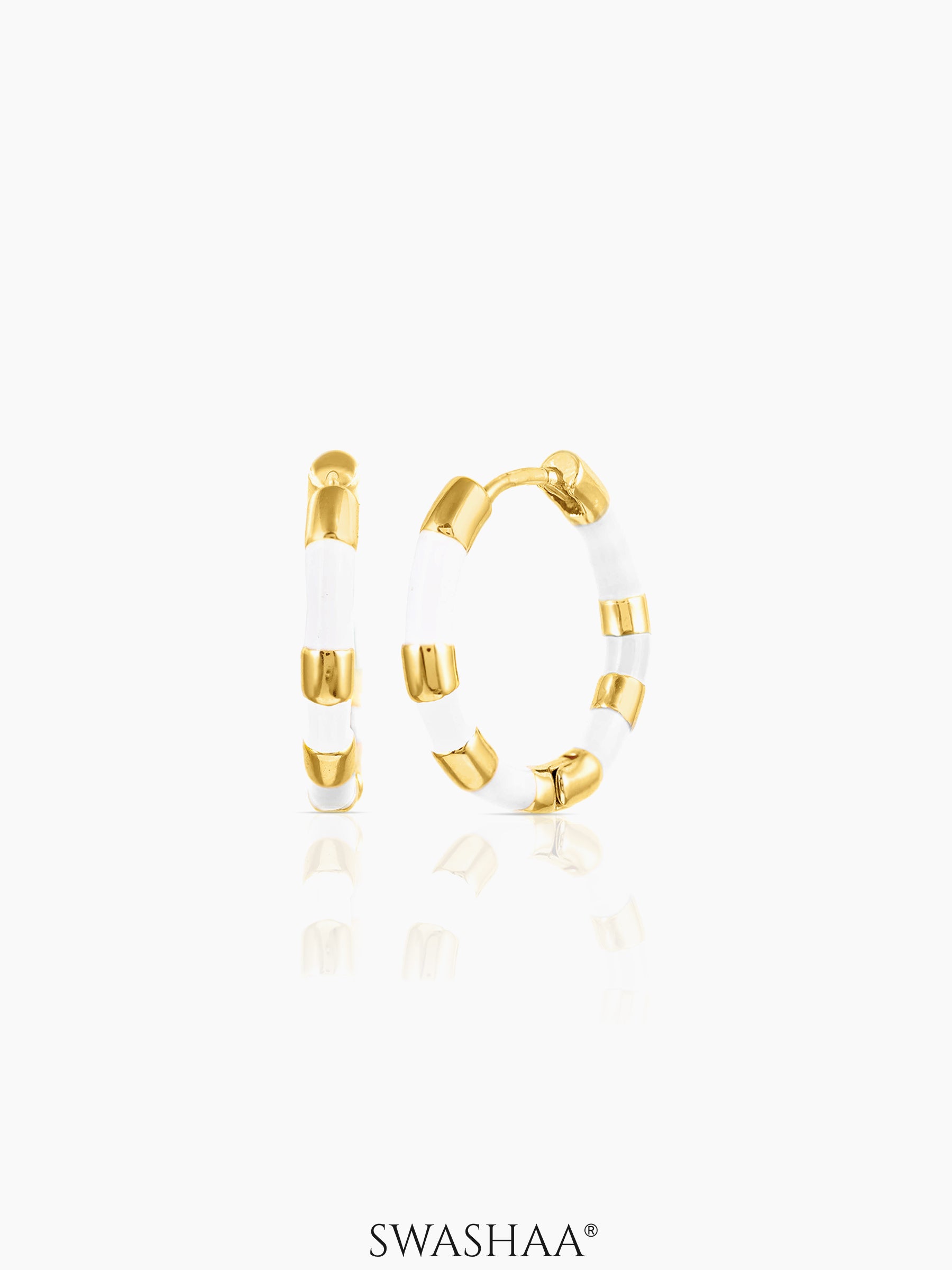 Hula 18K Gold Plated Hoop Earrings White - 18K Gold