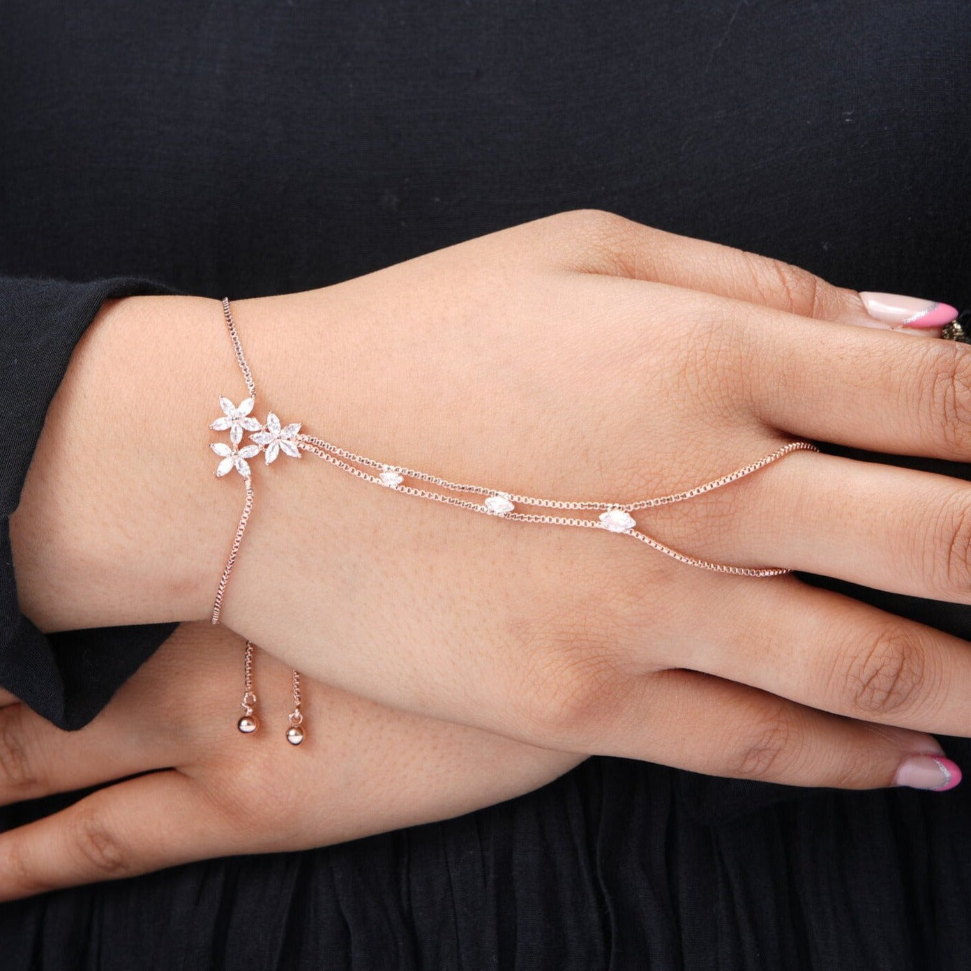 Dakshi Rosegold Plated Ring Bracelet Rosegold