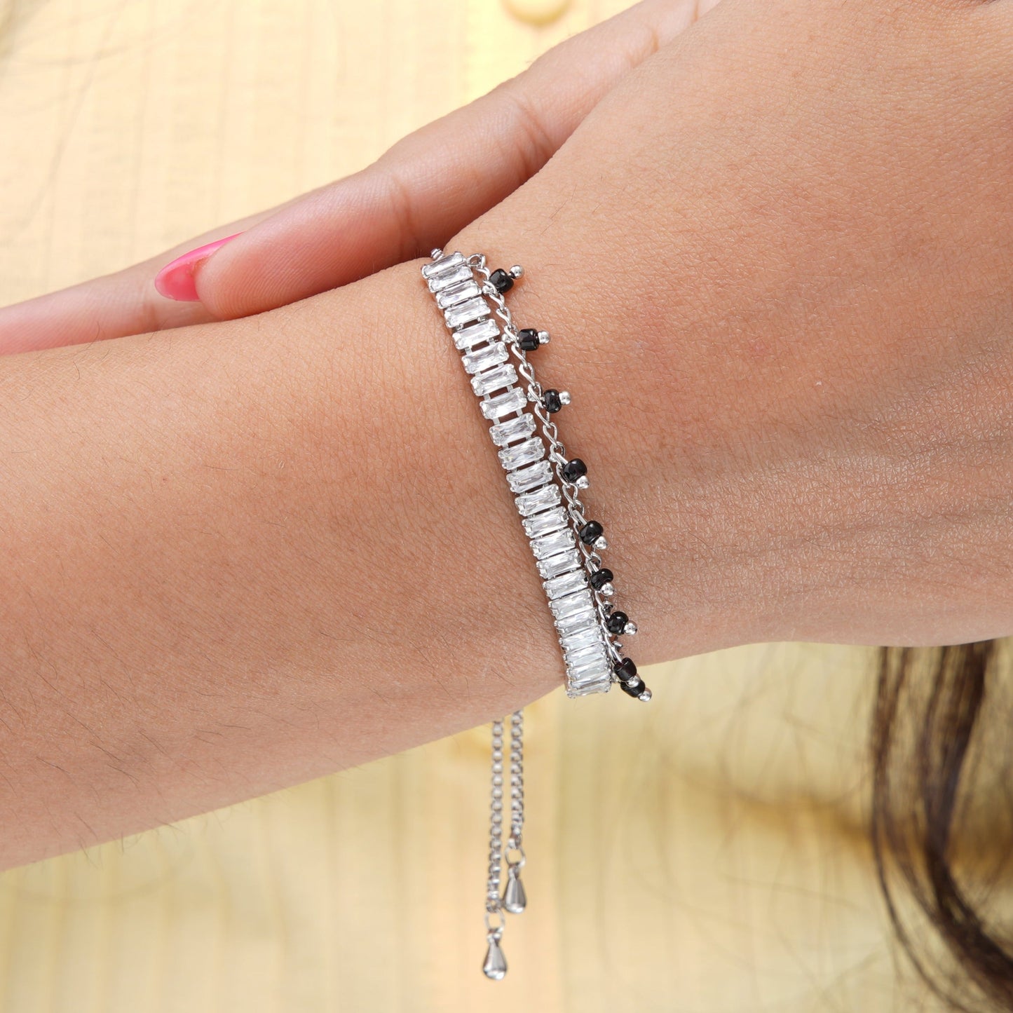 Dia Mangalsutra Bracelet Silver