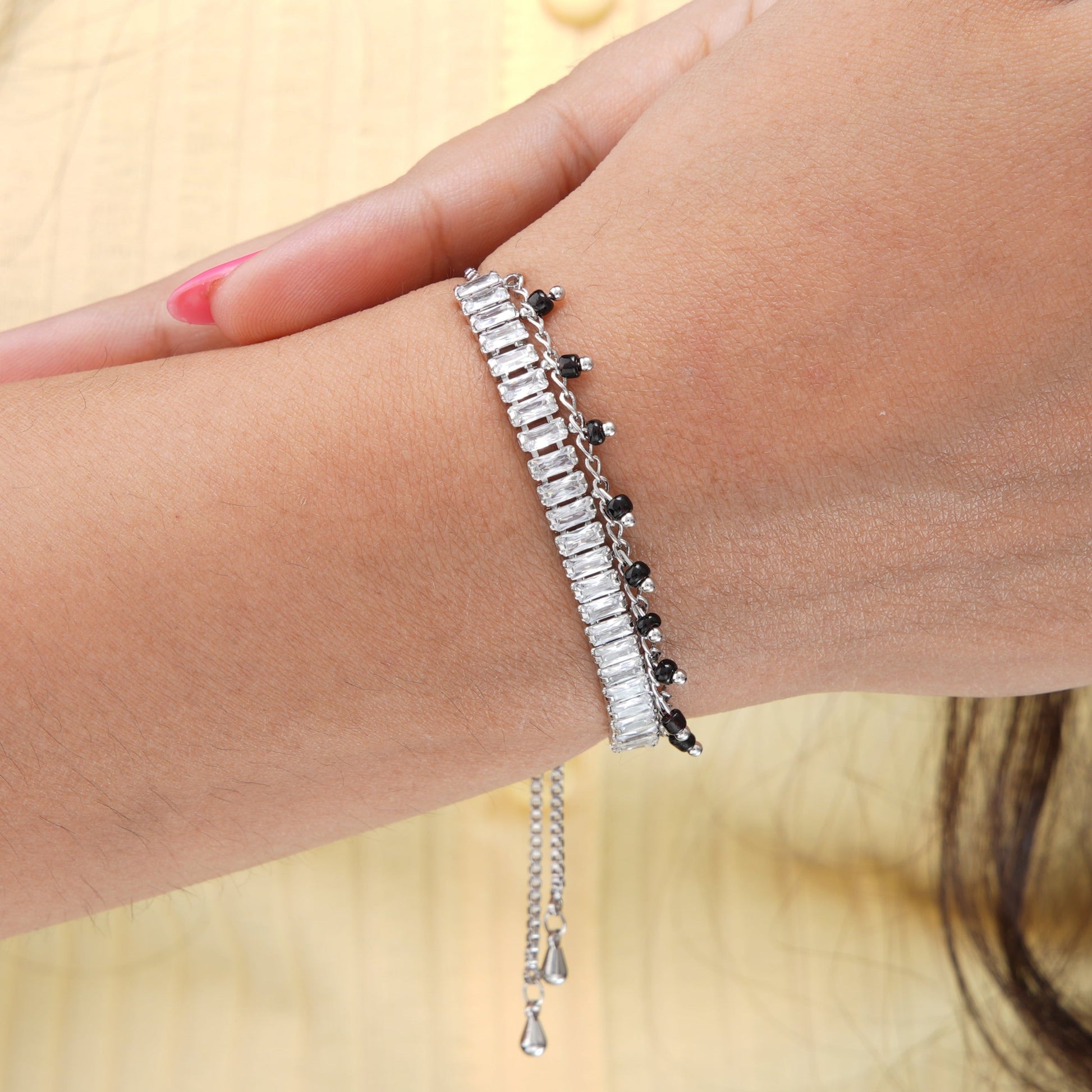 Dia Mangalsutra Bracelet Silver