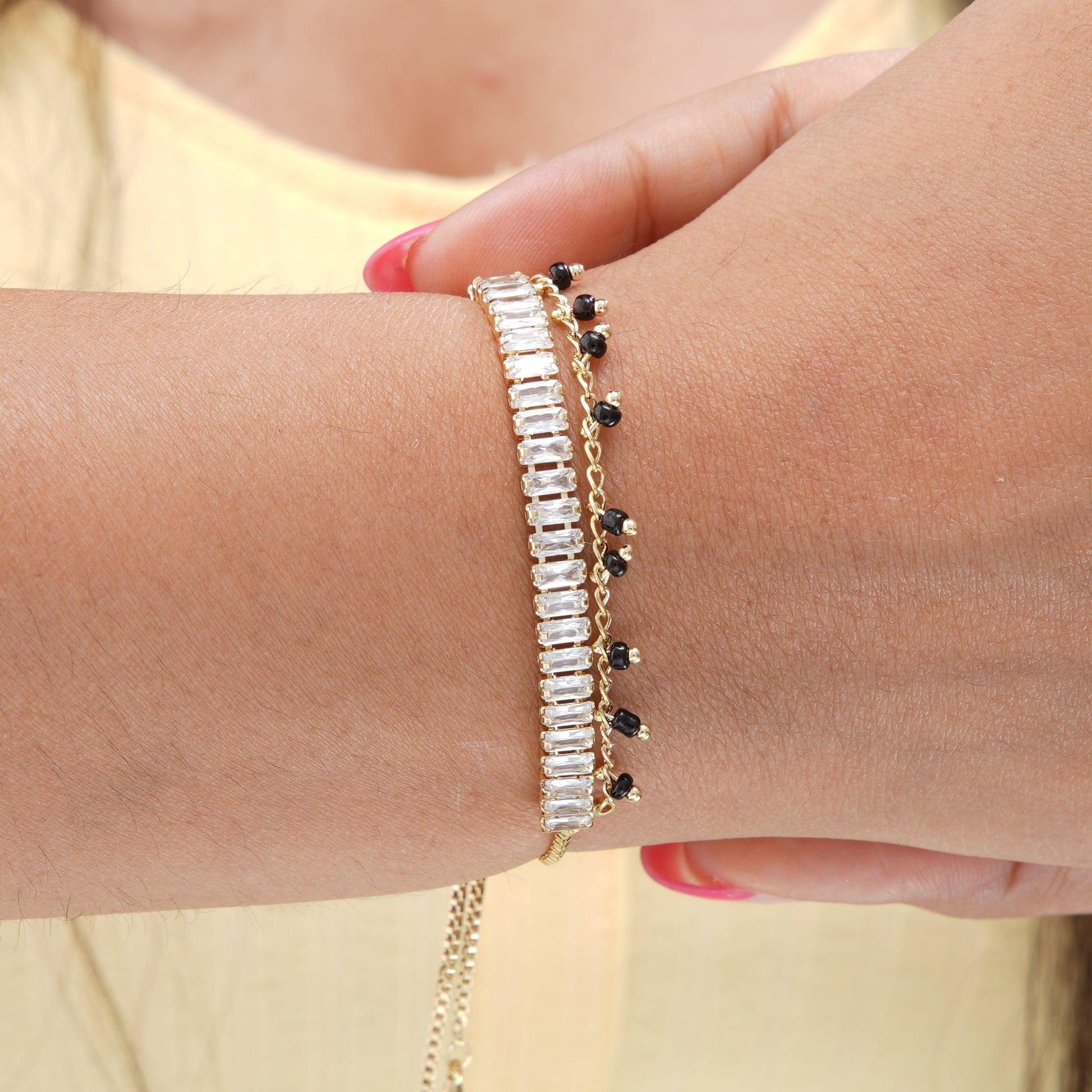 Dia Mangalsutra Bracelet 18K Gold Plated
