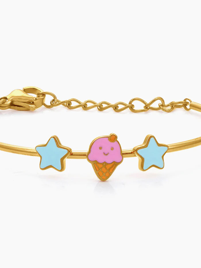 Icecream Twinkle Charms 18K Gold Plated Kid's Kada Bracelet
