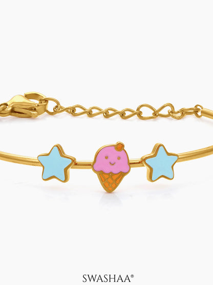 Icecream Twinkle Charms 18K Gold Plated Kid's Kada Bracelet