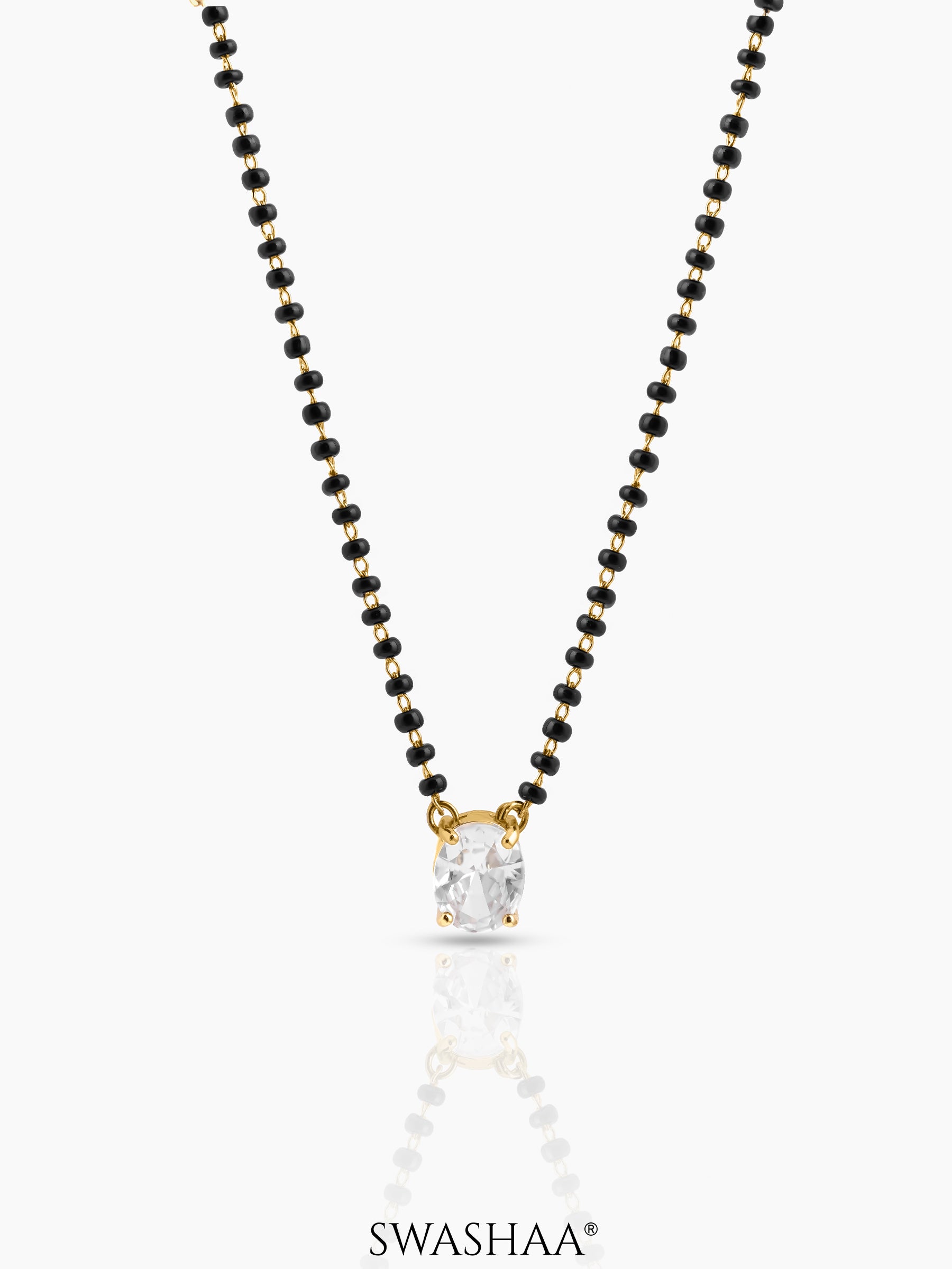 Ishani Oval Solitaire Mangalsutra 18K Gold Plated