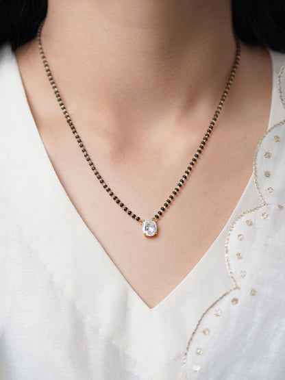 Ishani Oval Solitaire 18K Gold Plated Mangalsutra