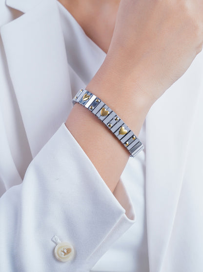 Ishra Heart Silver - 18K Gold Plated Bracelet