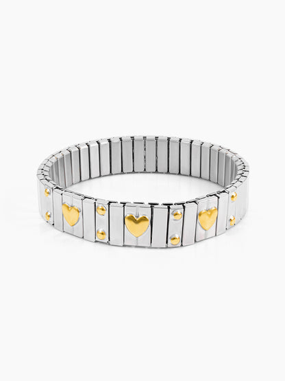 Ishra Heart Silver - 18K Gold Plated Bracelet Silver - Gold