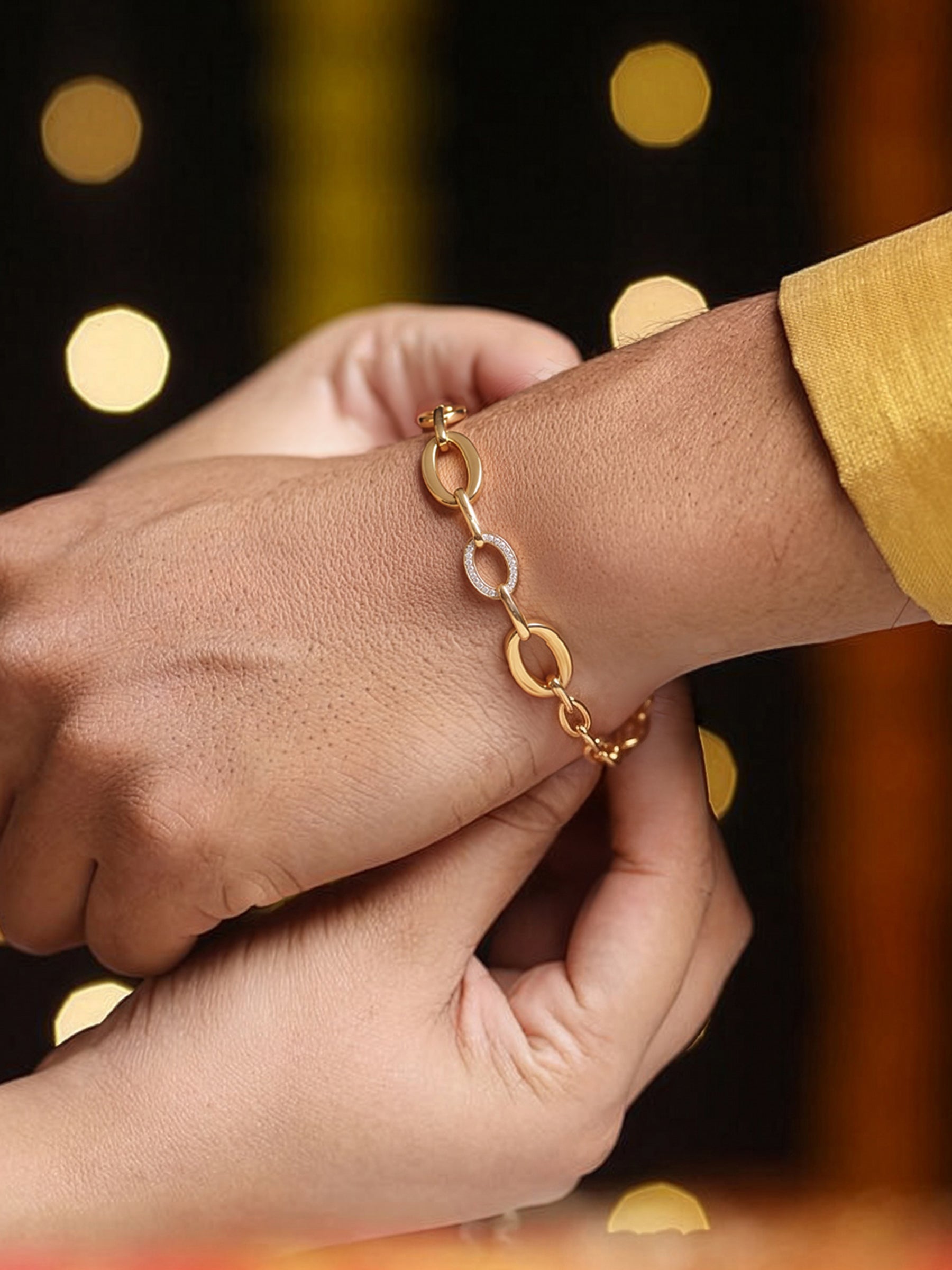 Ishvik Diamond Link 18K Gold Plated Rakhi