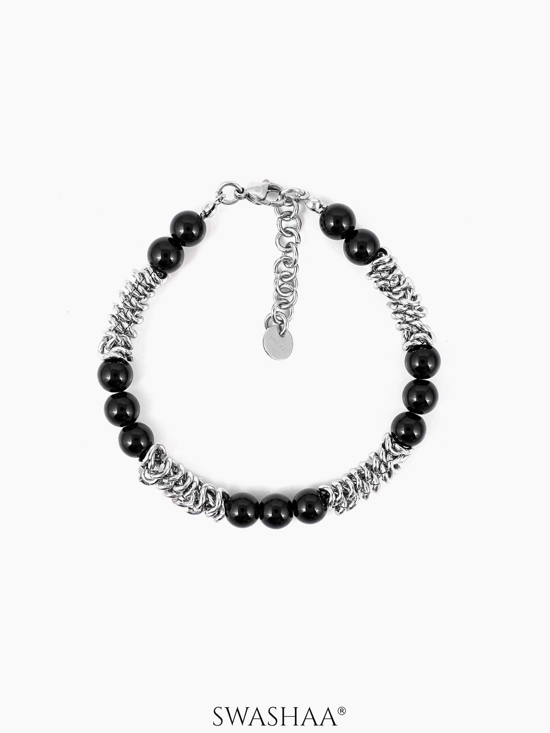 Istan Men's Beaded Bracelet Silver