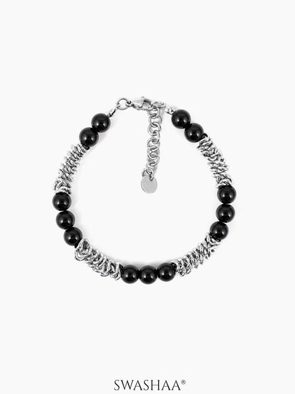 Istan Men's Beaded Bracelet Silver