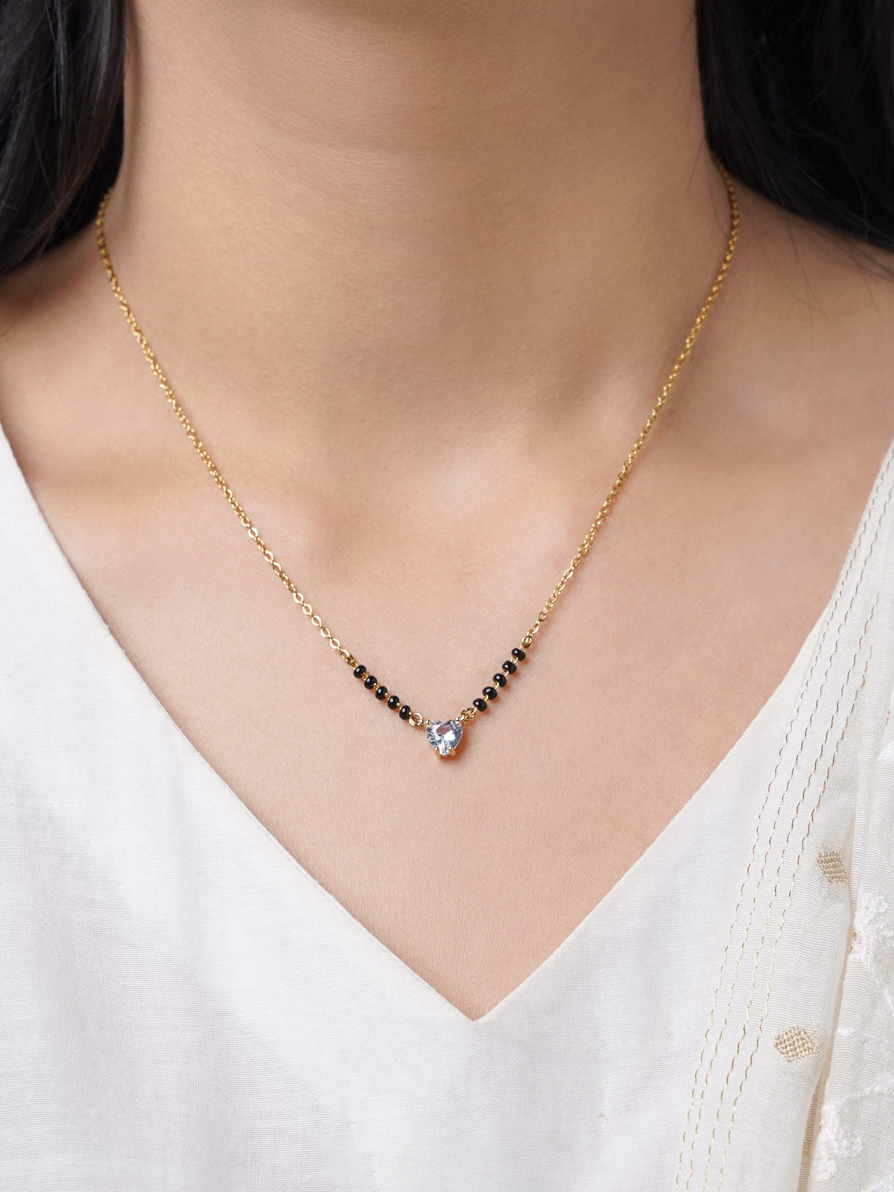Ivana Solitaire Heart 18K Gold Plated Mangalsutra