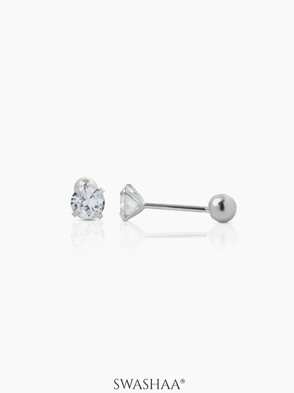 Ivonna Diamond Men's Stud Earrings Silver