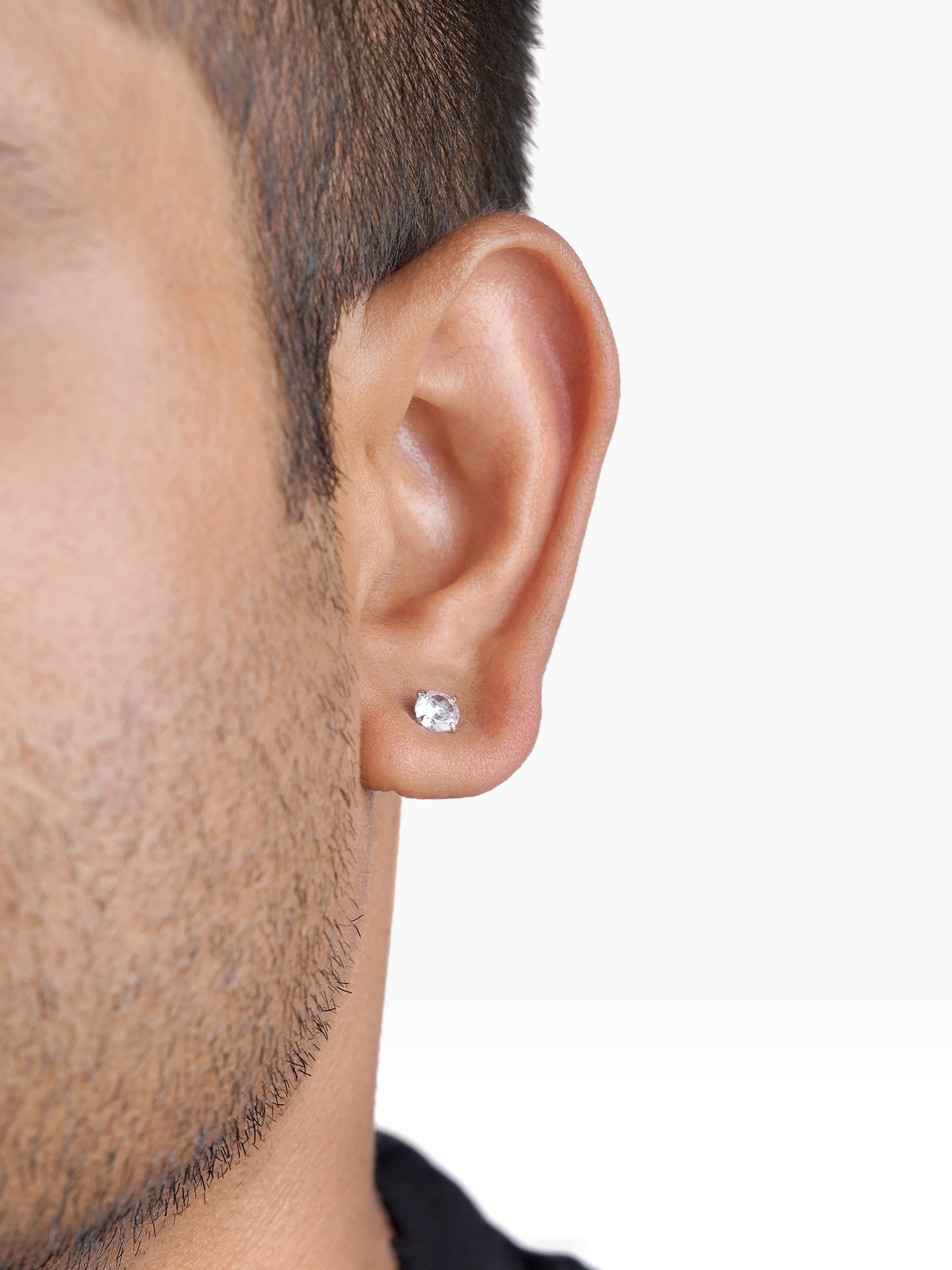 Ivonna Diamond Silver Men's Stud Earrings