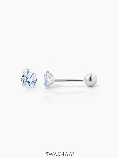 Ivonna Diamond Women's Stud Earrings Silver