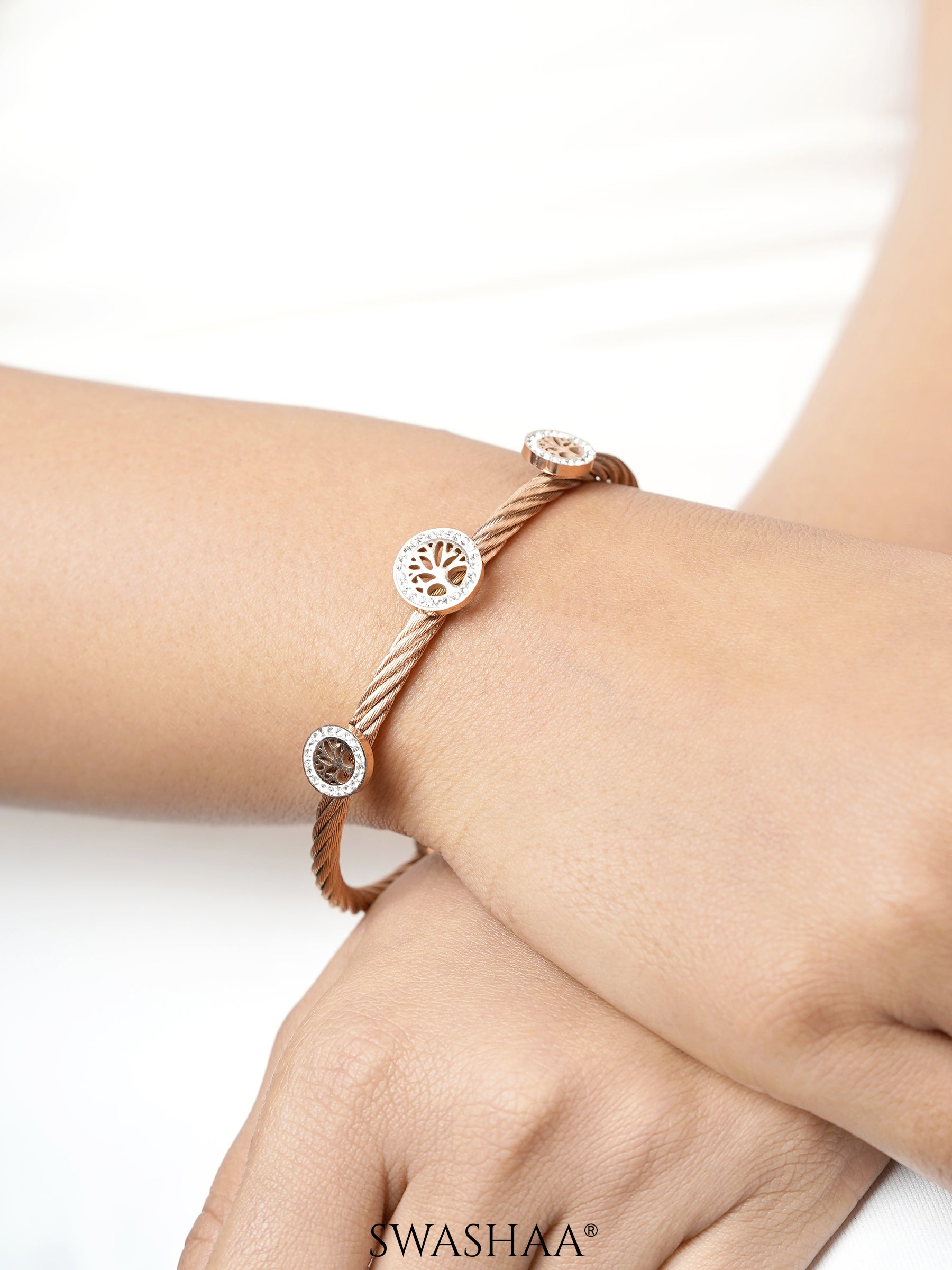 Izalea Lifetree Cuff Rosegold Plated Bracelet