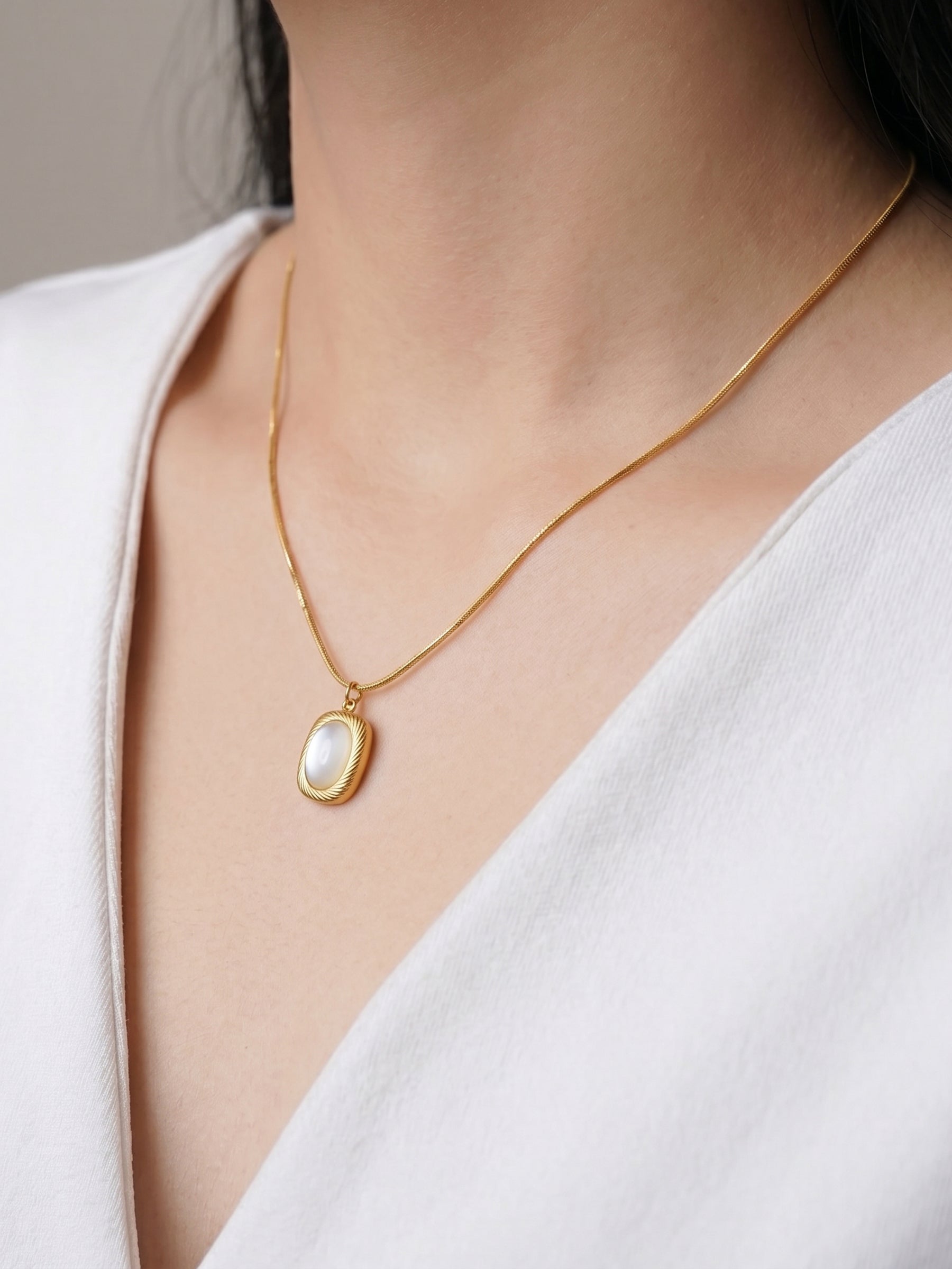Jade Pearl Stone Necklace