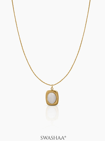 Jade Pearl Stone Necklace 18K Gold Plated