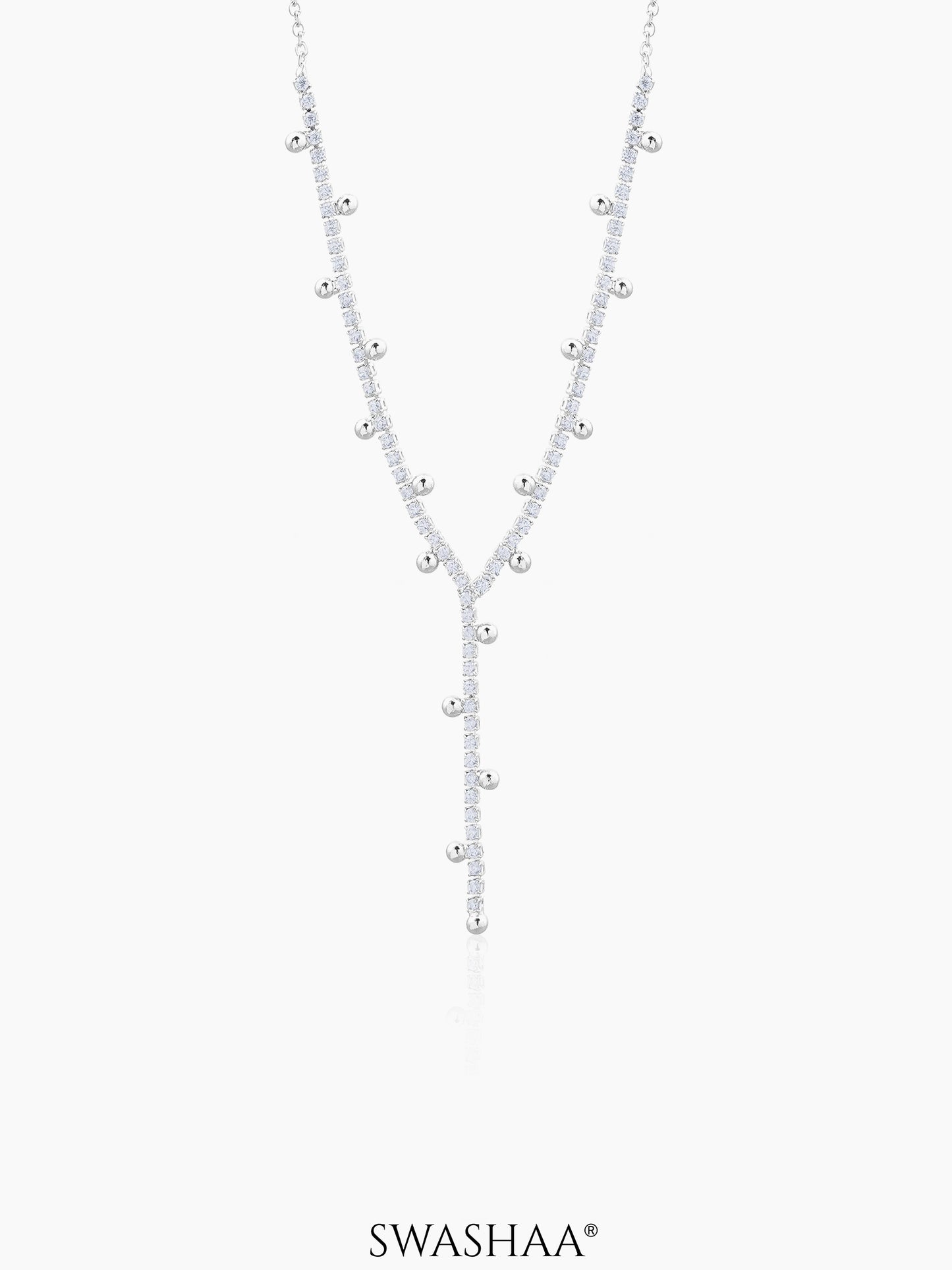 Jane Studded Charms Y-shaped Necklace Silver