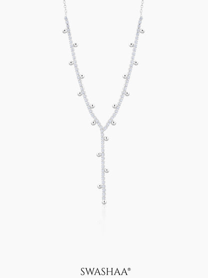 Jane Studded Charms Y-shaped Necklace Silver