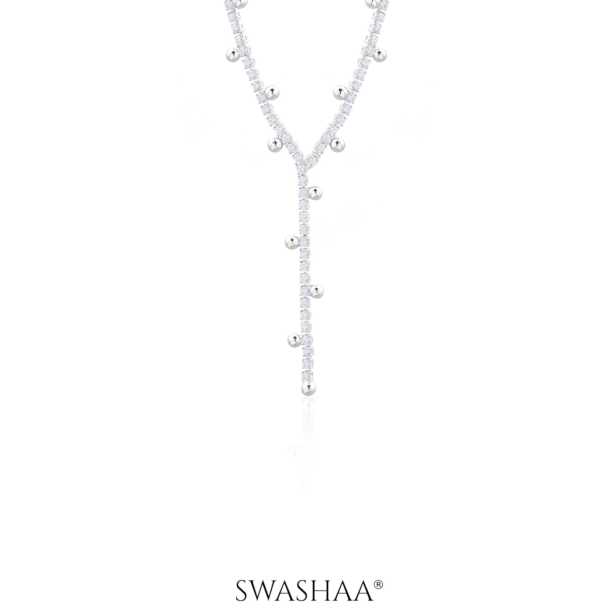 Jane Studded Charms Y-shaped Necklace Silver