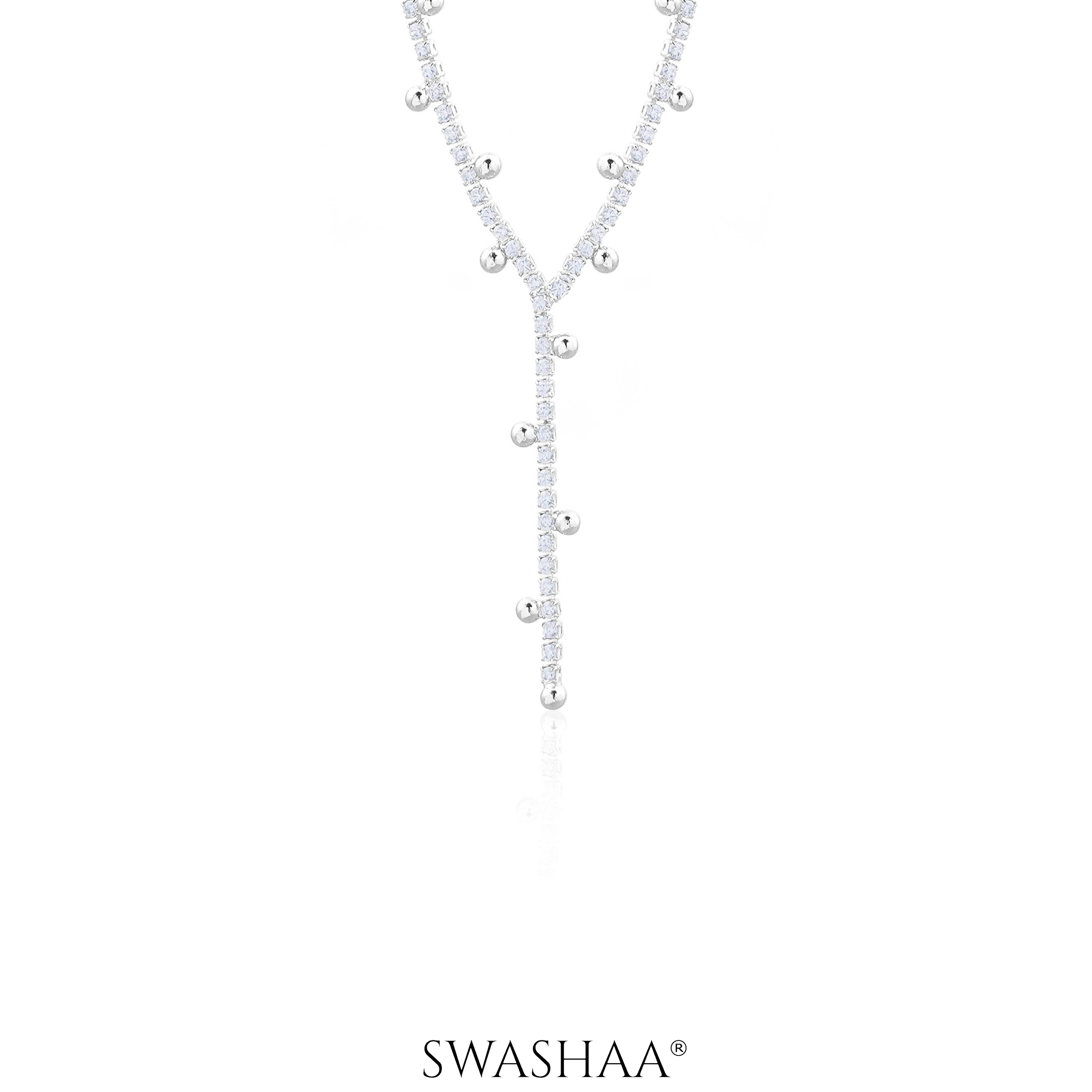 Jane Studded Charms Y-shaped Necklace Silver