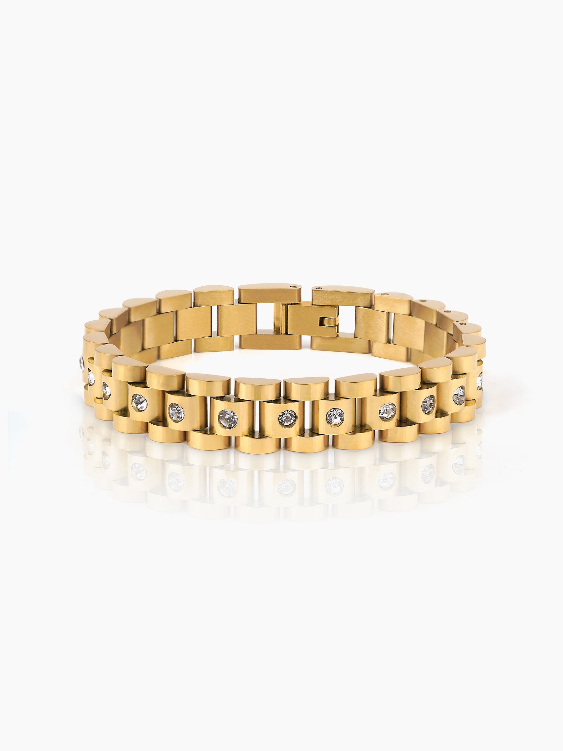 Jenelina Diamond 18K Gold Plated Women's Watch Belt Bracelet Gold 10 MM