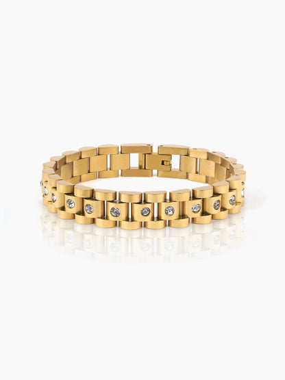 Jenelina Diamond 18K Gold Plated Women's Watch Belt Bracelet Gold 10 MM