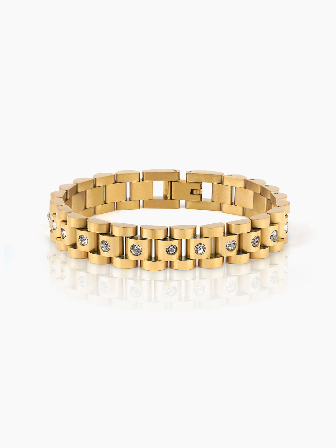 Jenelina Diamond 18K Gold Plated Women's Watch Belt Bracelet Gold 10 MM
